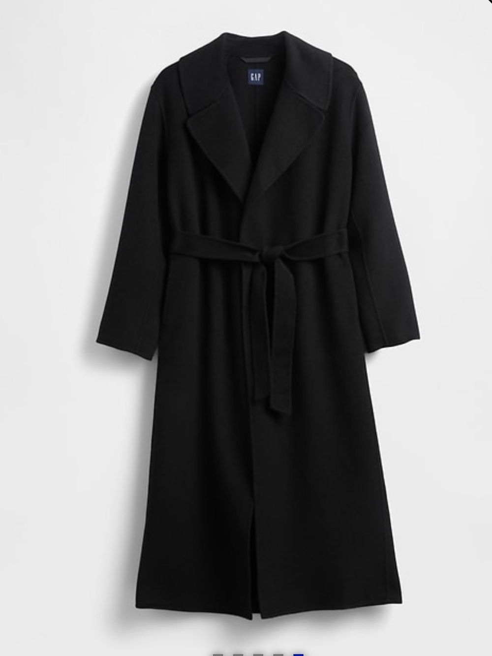 GAP Black Wool blend Wrap Coat